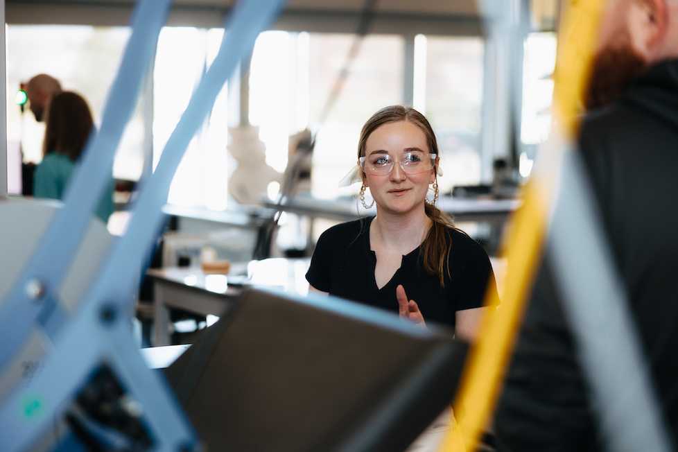 Engineering student working in a lab