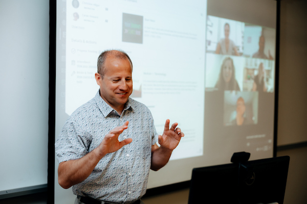 Professor teaching a Zoom class