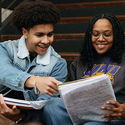 Business students studying together at the University of Northern Iowa.
