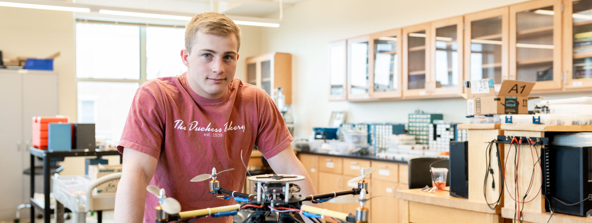 engineering student in university of northern iowa classroom