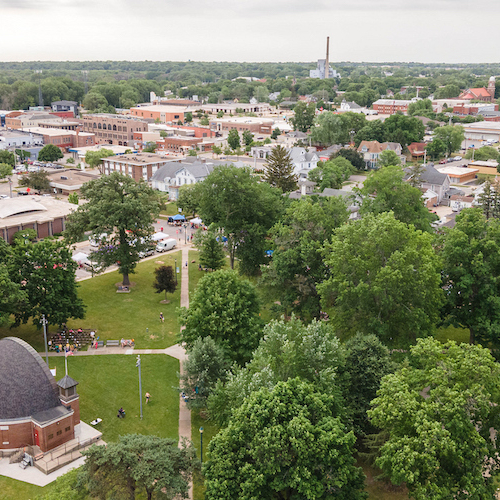 Aerial view of Cedar Falls